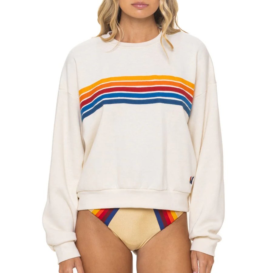 5 Stripe Relaxed Crew Sweatshirt