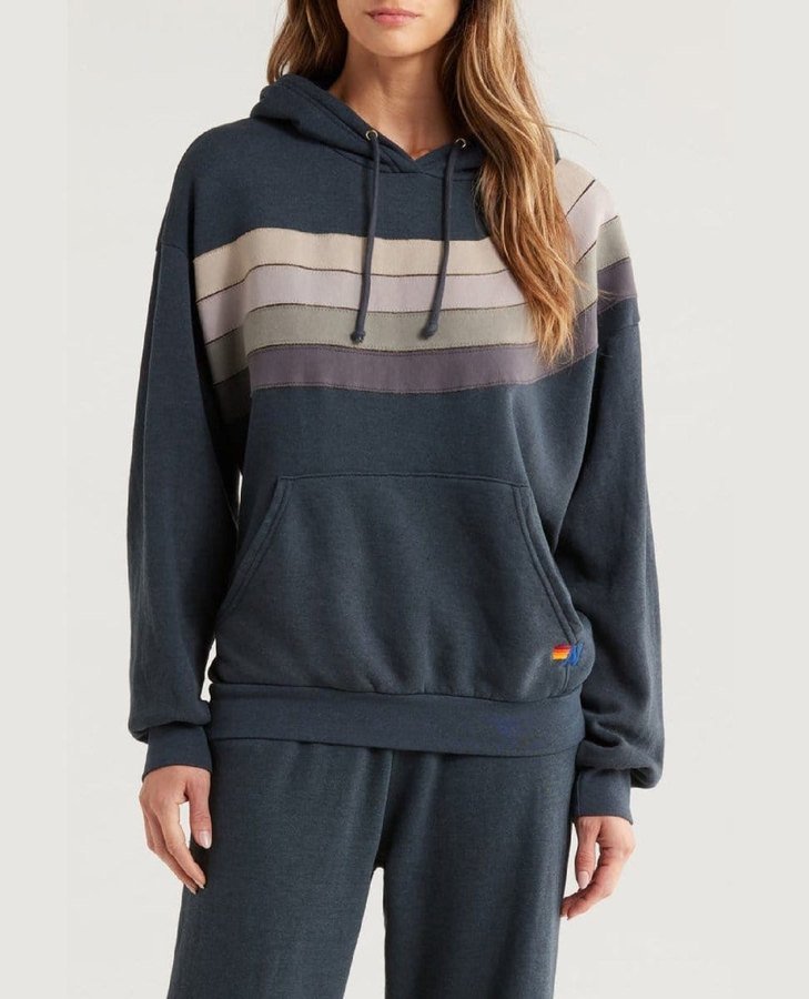 Wave Stripe 4 Relaxed Pullover Hoodie